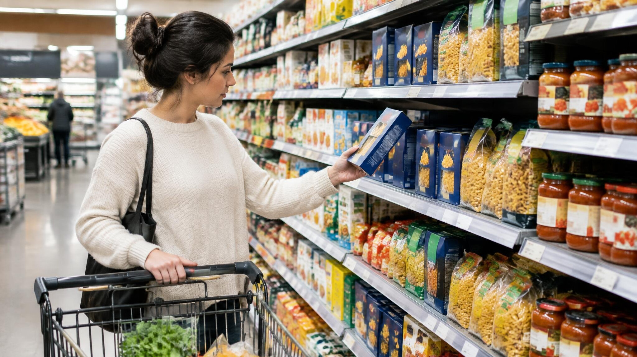 grocery store shelves with products