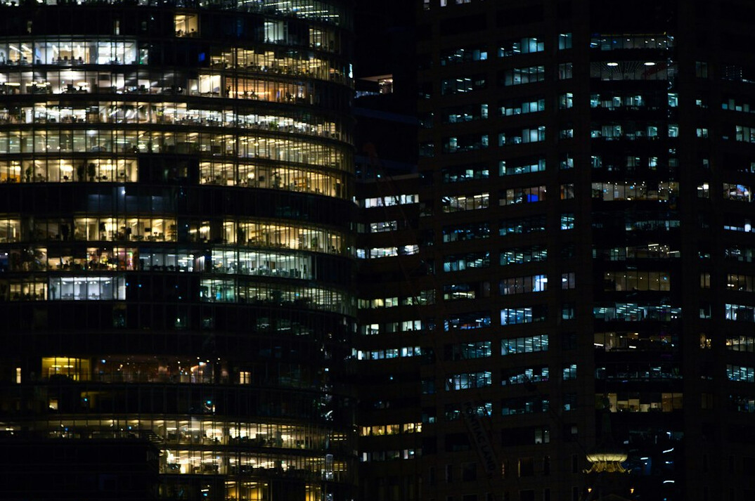 corporate building at night