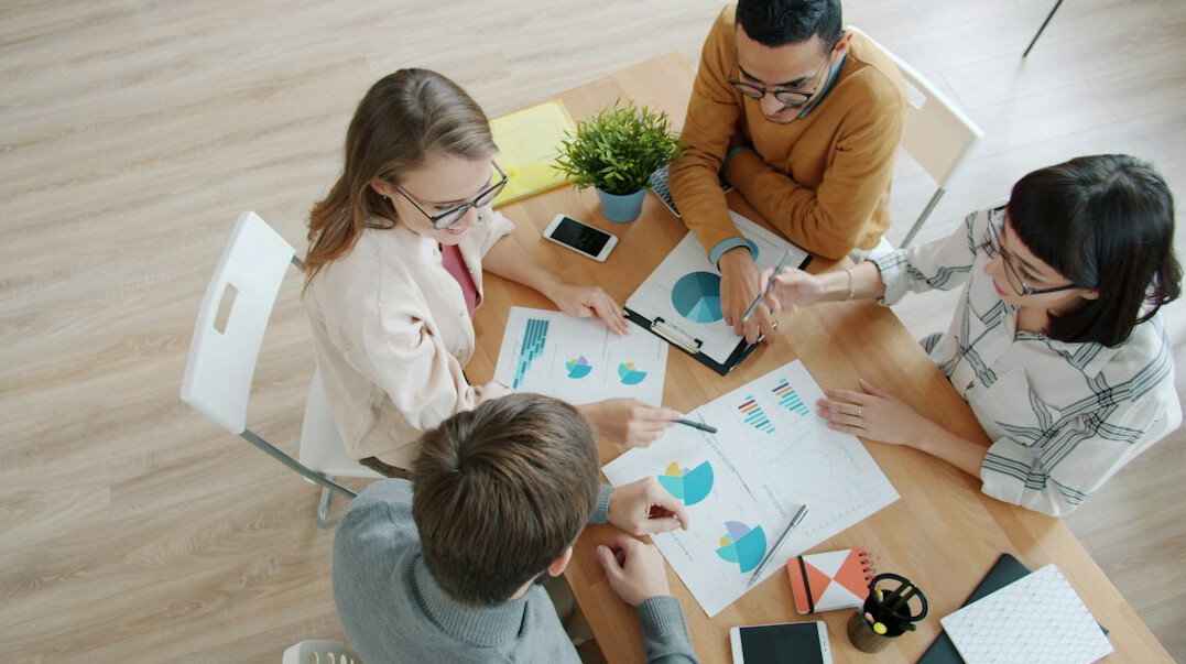 team reviewing financial charts